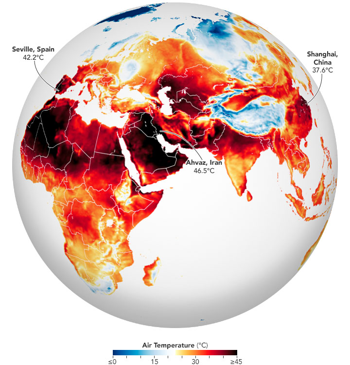 НАСА: Екстремни температури од над 40° измерени за прв пат во историјата